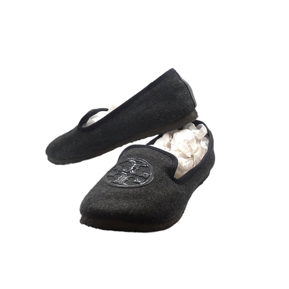 TORY BURCH CHARCOAL GREY BILLY SMOKING SLIPPERS Flats! SIZE 8! - Picture 4 of 6